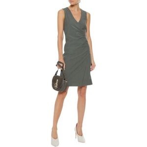 Theory Karianna Adrian Wool Blend Light Stone Melange Dress